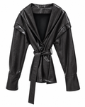 CHAQUETA EFECTO PIEL CON CINTURON