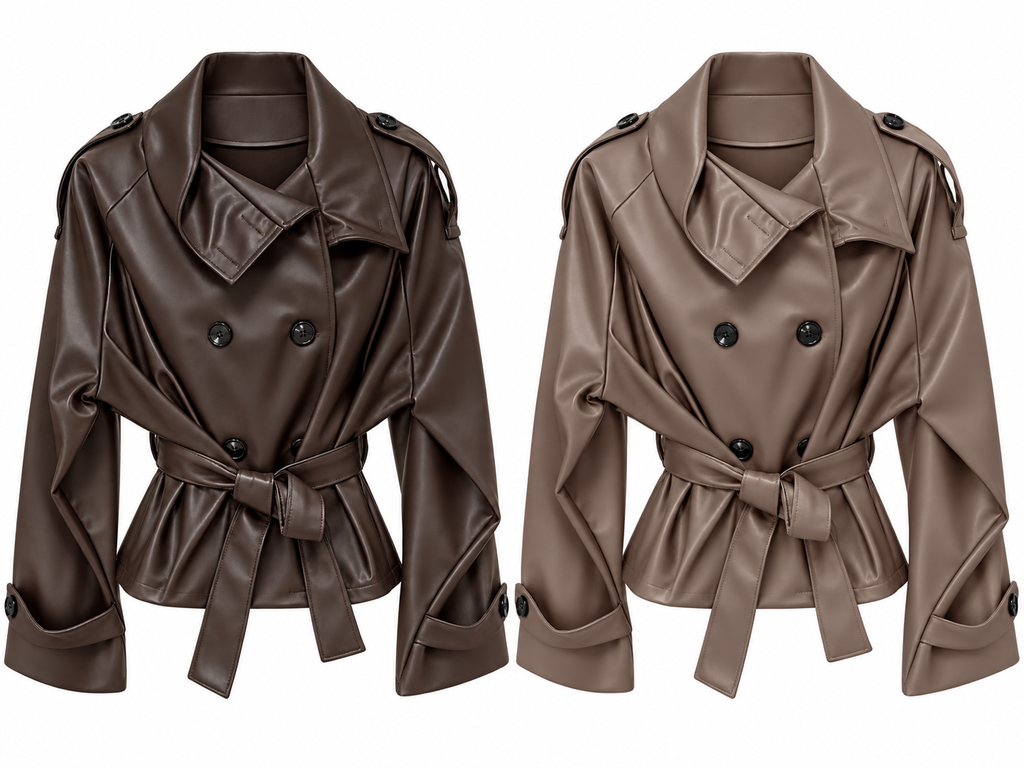 CHAQUETA TRENCH EFECTO PIEL CON CINTURON